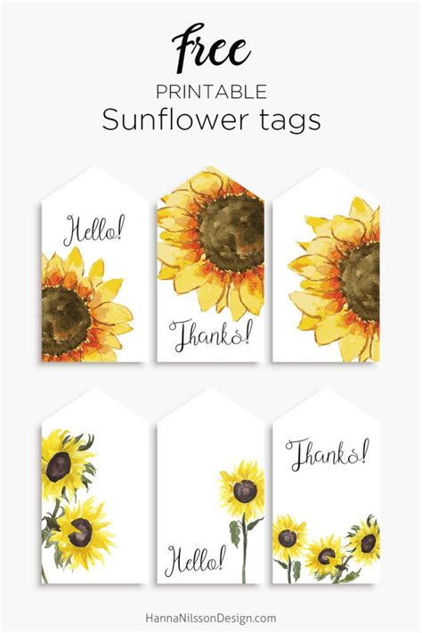 Free Printable Sunflower Tags
